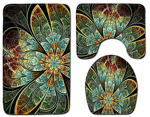 HJOSWVNS Badteppich Senfgelb Badvorleger Set 3 teilig Badematte rutschfest Saugfähig Badezimmerteppich Waschbar Fussmatte Teppich, für Badezimmer, Wohnzimmer, Schlafzimmer 50x80cm
