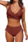 Beachsissi Damen Cross Back Badeanzüge Leopard Twist Front Bademode Kordelzug Side Bikini Sets (M, Pflaumenrot)