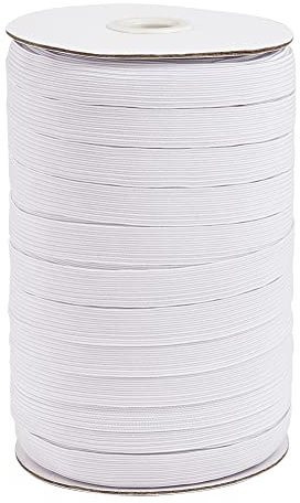 Bestewelry Cordoncino elastico bianco 12 mm piatto elastico nastro da cucito con bobina per vestiti, cucito, artigianato, 100 metri