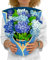 FRESHCUT PAPER Pop-Up-Karten, Nantucket Hortensien, 30,5 cm, lebensgroß, Blumenstrauß, 3D-Popup-Grußkarten mit blanko Karte und Umschlag