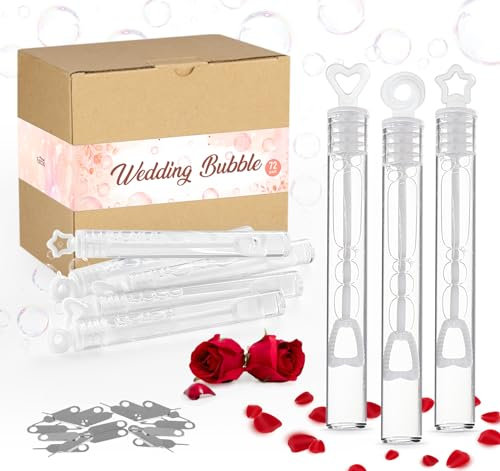 Seifenblasen Hochzeit mit Herzgriff,72 Mini Wedding Bubbles Tragbar,3 Stile Weiß Seifenblasenröhrchen für Hochzeitsdeko,Taufe,Verlobung Valentinstag,Geburtstagsfeier (Herz Seifenblasen/Stern/Kreis)