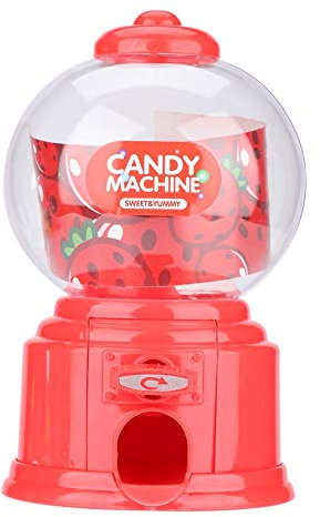 Mini Máquina de Dulces y Dispensador de Aperitivos, Máquina de Chicle Que Funciona con Monedas para Niños, Dispensador de Chicles Divertido y Caja de Ahorros (Rojo)