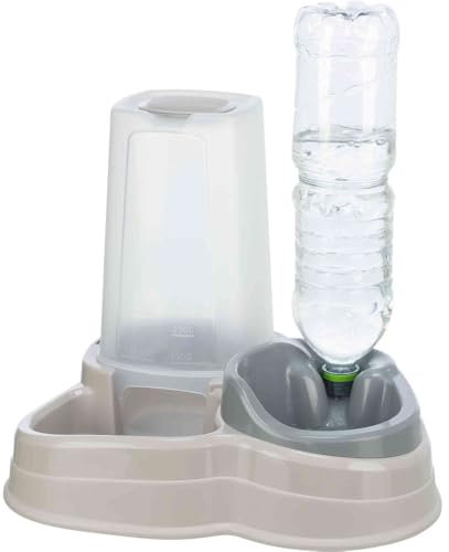 Trixie Lebensmittelspender und Wasserspender aus Kunststoff grau / taupe