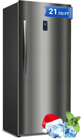 21 cu.ft Upright Freezer, Freezer Upright Frost Free Upright Freezers with LED Display,Stainless Steel Convertible Refrigerator Freezer for Garage,Kitchen Use