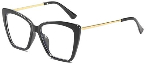 PARWANA Fashion Cat-Eye Reading Glasses for Women Oversized Anti Blue Light Ladies Computer Reader Flat Light Mirror (Color : Black, Size : +0.00)