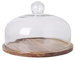TEmkin Soporte para Tartas Giratorio de Madera para Tartas, Cubierta de Vidrio, Aperitivos, Pizza, Frutas, postres, Mesa, Soporte de exhibición, Bandeja para Tartas con Tapa (AL)