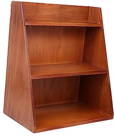 Sewroro scaffale di stoccaggio spazio libreria con ripiano a scala scaffali pianta cremagliera montante reggi libro reggi libri da scrivania Comodo Di legno Brown