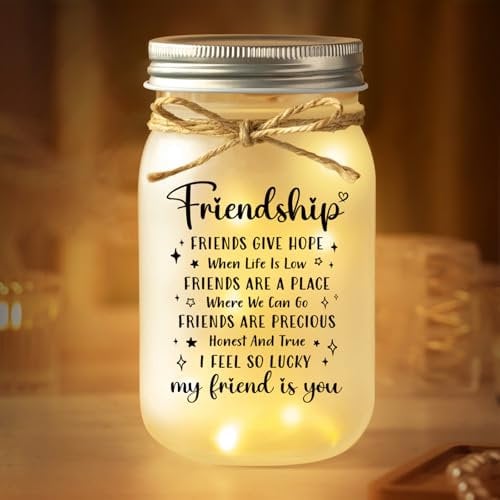 Afterprints Friendship Gifts for Women, Unique Mason Jar Night Light, Birthday Gifts for Women Friendship, Gifts for Best Friend Long Distance, Valentines Day, Gifts for Friends, Bestie