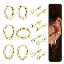 LOLIAS Ohrringe Silber 925 14 Karat Vergoldet Ohrstecker und Creolen Ohrringe Set für Damen mit Hypoallergene und Goldene Ohrstecker für mehrere Piercing ohr