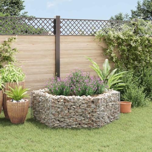 Sechseckiges Gabionen-Hochbeet aus verzinktem Stahl, witterungsbeständig, ideal für Garten, Terrasse und Hof, 160W x 140D x 50H cm