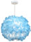 iDEGU Moderne Pendelleuchte, Ø 30 cm Hängelampe aus Stoff Kugel Lampenschirm E27 Deckenleuchte Kronleuchter für Schlafzimmer, Wohnzimmer (Blau Blume)