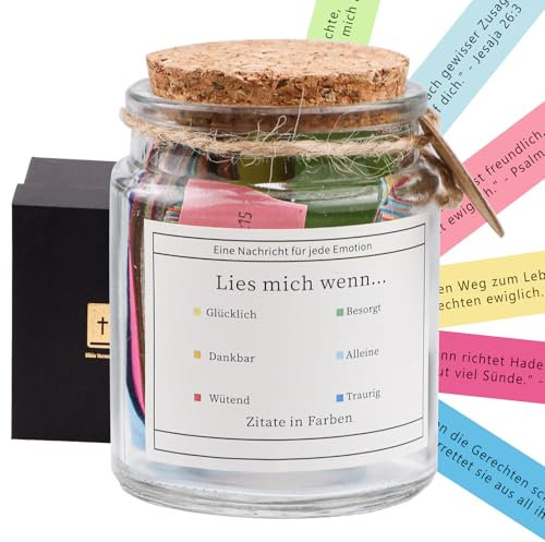 Zazafolora Bibelverse im Glas Deutsch, Bibelglas Deutsche Version Bible Verses Jar Bibelsprüche 90 Farbigen Bibelversen, Bibelversglas für Christliche Mutmacher Geschenke