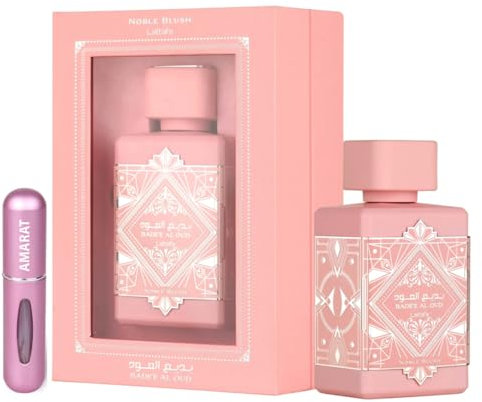 Badee Al Oud Noble Blush Original Eau de Parfum, 100 ml, arabisches Parfüm für Damen, langlebig, Eau de Parfum aus Dubai, inkl. Zerstäuber 5 ml, süßer, blumiger und orientalischer Duft (Noble Blush)