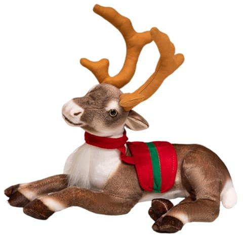 LeeQinersw Plüsch Rentier Kuscheltier Stofftier Weihnachtsdeer Puppe Aus Hochwertigem Plüsch für Kinder Als Einschlafhilfe Und Festliches Kuscheltier für Geschen, 35 cm mit Schal
