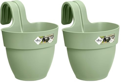 elho Vibia Campana Easy Hanger S 21 - Übertopf für Balkon & Außen - Ø 20.5 x H 26.5 cm - Grün/Pistazien Grün (Packung mit 2)