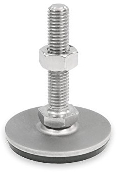 Ganter Normelemente | Edelstahl Stellfüße - GN 41-80-M12-80-D3-SK| Fußdurchmesser 80mm | Gummi aufvulkanisiert, schwarz