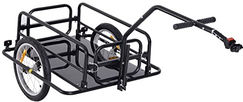 HOMCOM Carrello per Bicicletta Rimorchio Cargo Bici Trasporto di Oggetti Pieghevole Portata 36kg 156x72x82cm