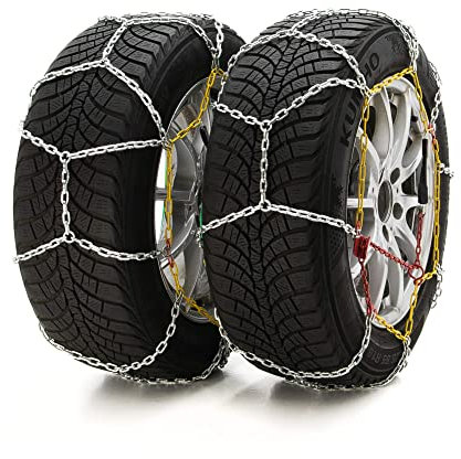Slidefix 2x Schneeketten Set 1 Paar für PKW. TÜV, GS, Ö-Norm geprüft für Reifen 12-17 Zoll & MM. Die Grip Antirutsch Anfahrhilfe bei EIS, Matsch, Schnee mit einfacher Schnellmontage Edelstahl KN-80.