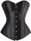 Everbellus Women Overbust Lace Up Stain Waist Trainer Corset Boned Bustier (Black-1, XL)