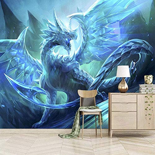 Blue Ice Dragon 3D Foto Tapete Wandbild Motiv Tapete Vlies Tapete Wandbild Tapete Tapete Wohnzimmer Schlafzimmer Wanddekoration fototapete 3D Tapete effekt Vlies wandbild Schlafzimmer-400cm×280cm