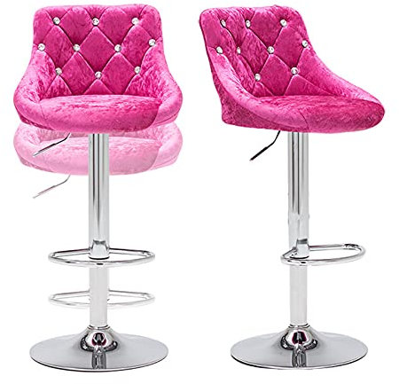 Bistrohocker Tresenhocker Barstuhl Barhocker 2er Set Rosa Frühstücks-Barhocker für Küchentheke Drehbare höhenverstellbare Esszimmerstühle mit Fußstütze