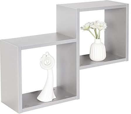 RICOO Wandregal 58 x 44 x 18 Grau, Spanplatte aus Holz, Würfel Hängereral WM026-PL, Regal Wand, Bücherregal Bilderregal Fotoregal Küchenregal Wandboard Würfelregal Schweberegal