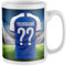 Personalised Football Supporters Mug - Kit Shirt Name and Number Coffee Cup, All Teams and Colours. Fan Gift Idea for Mum, Dad, Son, Daughter - One Size, Royal White