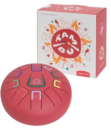 TAMBÚ Trommel, Stahlzunge Trommel, 8 Zoll, 11 Noten, Handpan, Metall-Perkussionsinstrument (Rot Matt)