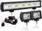 AUXTINGS 45 cm 360W LED Lichtleiste Spot Zusatzscheinwerfer Flutlicht, 2x 10cm 36W Spot LED Arbeitsleuchte mit 2 Kabeln 12V Kabelbaum-Kit für JP Pickup Offroad Truck 4X4 ATV Bootsanhänger,wasserdicht