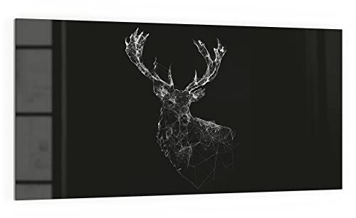 DEQORI Küchenrückwand Glas | Motiv Digitalisierter Hirsch | 100x50 cm | Bad- oder Herd-Rückwand | Herdblende Spritzschutz für Küche & Badezimmer | moderne Deko für Fliesenspiegel