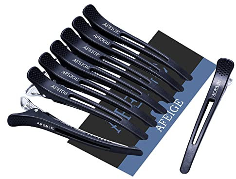 8 Stück Haarklammern Friseurbedarf ● Haarclips zum Stylen und Schneiden ● Hair Clip mit Silikonband ● Abteilklammern Friseur ● Haarklammern Klein für Dickes & Dünnes Haare(schwarz)