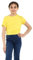 Girls Batwing Crop Top Shirt Roll Up Sleeves Yellow - 5-6 Years