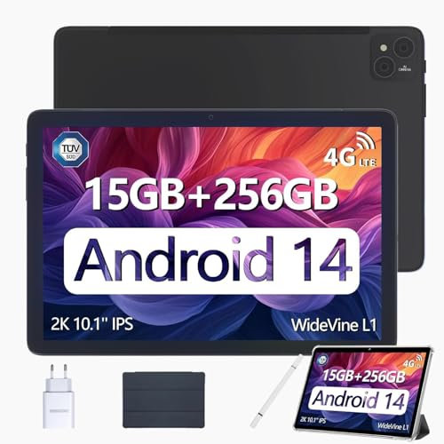 DOOGEE T10 PRO Android 14 Tablet, 10 Zoll, 15GB RAM + 256GB ROM/1TB TF, Gaming, 8580mAh Akku, Octa-Core, 13MP Kamera, 4G Dual SIM/5G WiFi/TÜV/GPS, Inkl. Stift Und Business Lederetui