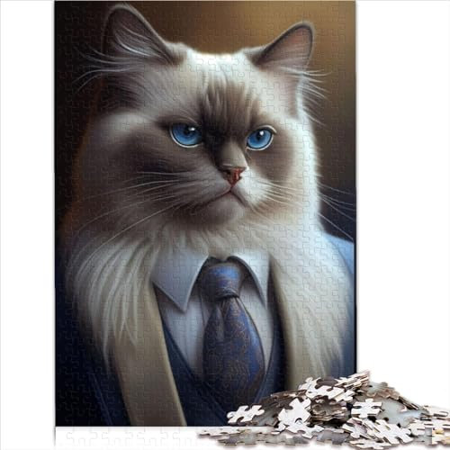 1000 Piece Jigsaw Puzzle for Adults Ragdoll Cat Suit Animal jigsaw puzzles for adults Wood Puzzle Difficult and Challenge (size 75x50cm)