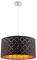 GLOBO Pendellampe Hängelampe schwarz Esstisch modern Wohnzimmerleuchte, Textil Schirm rund, Metall gold, DxH 40x140 cm