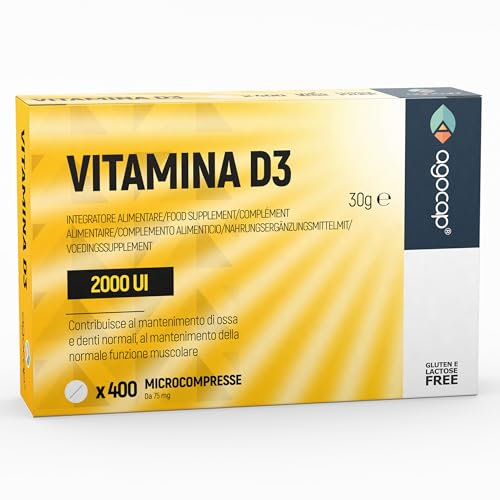 Vitamina D3 2000 ui, ALTO DOSAGGIO. Vitamina D, 365 compresse Fornitura 1 Anno (50mcg). Vitamina D, per il supporto di Ossa, Denti e Muscoli. Difendi il tuo sistema immunitario. Vitamine d, Agocap