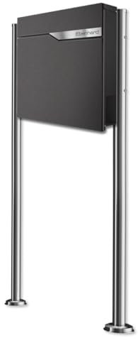 Metzler Standbriefkasten in Eisenglimmer DB 703 Ebenhard - Briefkasten inkl. Zeitungsfach - Postkasten mit Namensschild aus Edelstahl - Briefkasten mit Ständer, Größe: 37 x 37 x 10,5 cm