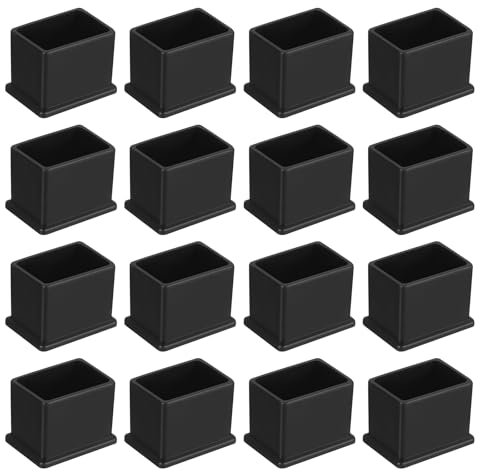 QUARKZMAN 26Pcs Embouts de Pieds de Chaise Carrés en PVC, 30mm x 20mm OD, Noirs, Patins de Pieds de Meubles, Couvre-Pieds de Table, Protecteurs de Sol pour Table de Patio