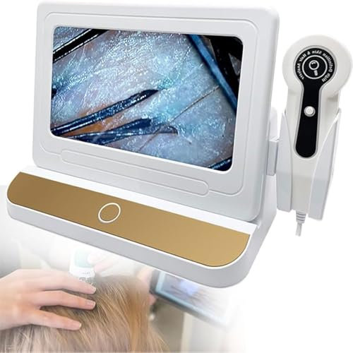 Hautdiagnose-Haaranalysegerät, digitales Hautdetektor-Scannersystem mit 10-Zoll-HD-LCD-Bildschirm und 50- und 200-facher Vergrößerung, Feuchtigkeitstester for Haarfollikel-Hautdetektor,for den Einsatz