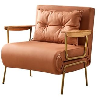 Modernes ausziehbares Schlafsofa aus Kunstleder, verstellbar, 203,2 cm, Orange