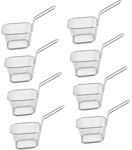 Alipis Cesta Para Freír De Acero Inoxidable De 8 Piezas Mini Cesta Para Patatas Fritas Freidora De Aire Soporte Para Cesta De Patatas Fritas Cestas Para Patatas Fritas Cesta De