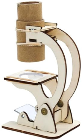 HOOTNEE Junge Mädchen Mikroskop Bausatz Stem Wissenschaftsspielzeug Mit Physik Experimentmaterialien DIY Holzspielzeug Zur Motorischer Fähigkeiten Interaktives Lernspielzeug Für Jungen