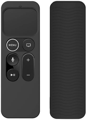 Coque de protection en silicone pour Apple TV 4K 4e et 5e génération Siri Remote - Coque de protection antidérapante - Noir non brillant