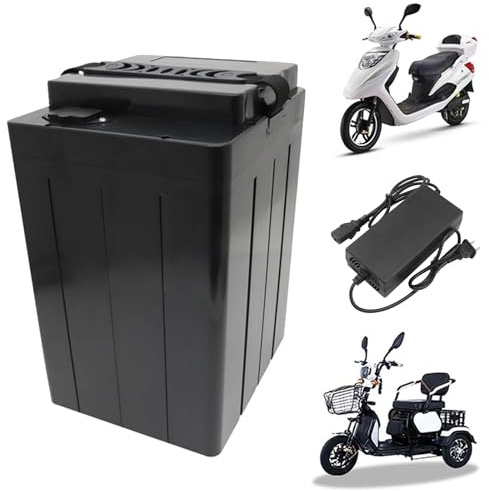 HJGHY Batterie pour Moto et Scooter électrique 48V 60V 72V, Batteries Lithium 18Ah 20Ah 22Ah 24Ah 28Ah 30Ah 40Ah 50Ah pour Kits Moteur de 0 à 2800W, avec Chargeur.,48v20ah