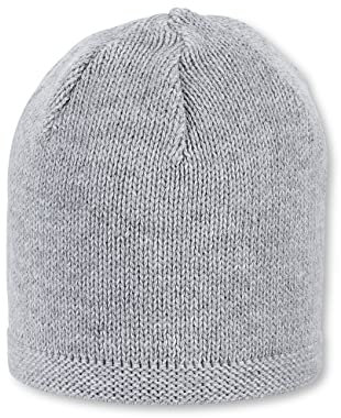Sterntaler OCS Strickmütze - Klassische Babymütze aus Baumwollgarn (Bio) - Unisex Übergangsmütze ab Geburt - Basic Kopfbedeckung - Beanie Mütze einfarbig - silber melange, Größe 41