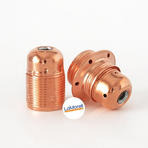 Douille en métal. Couleur Cuivré. Culot e27, complet de serravo et écrous. 2 Pcs