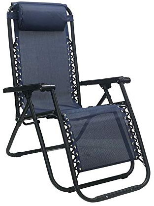 Totò Piccinni Sedia Gravity gravità Zero Sdraio da Giardino Poltrona Relax Pieghevole Salvaspazio Tubolari Acciaio 24mm Reclinabile Tessuto in Textilene, Mare Spiaggia Piscina Arredo Esterno (Blu)