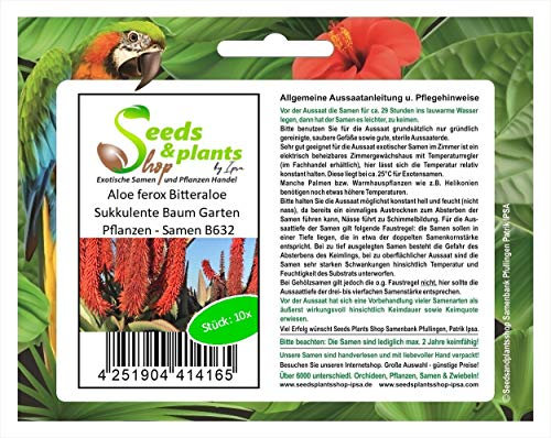 Stk - 10x Aloe ferox Bitteraloe Sukkulente Baum Garten Pflanzen - Samen B632 - Seeds & Plants Shop by Ipsa