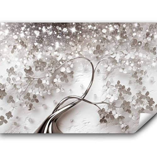 murando - Vlies Fototapete Blumen Magnolien 350x256cm Foto Tapete Schlafzimmer Wohnzimmer Vliestapete XXL Motivtapeten Bildtapete 3d Effekt Wand Dekoration - Ornament silber beige b-C-0745-a-a