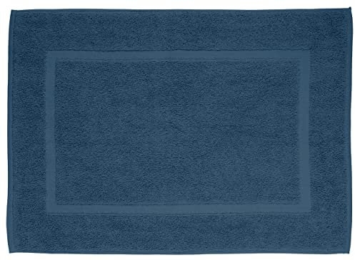 WENKO Frottier Duschvorleger Paradise in Dunkelblau, besonders saugfähige & pflegeleichte Badematte in schwerer Qualität, weicher Badteppich aus 100% Baumwolle, waschbar & trocknergeeignet, 50 x 70 cm